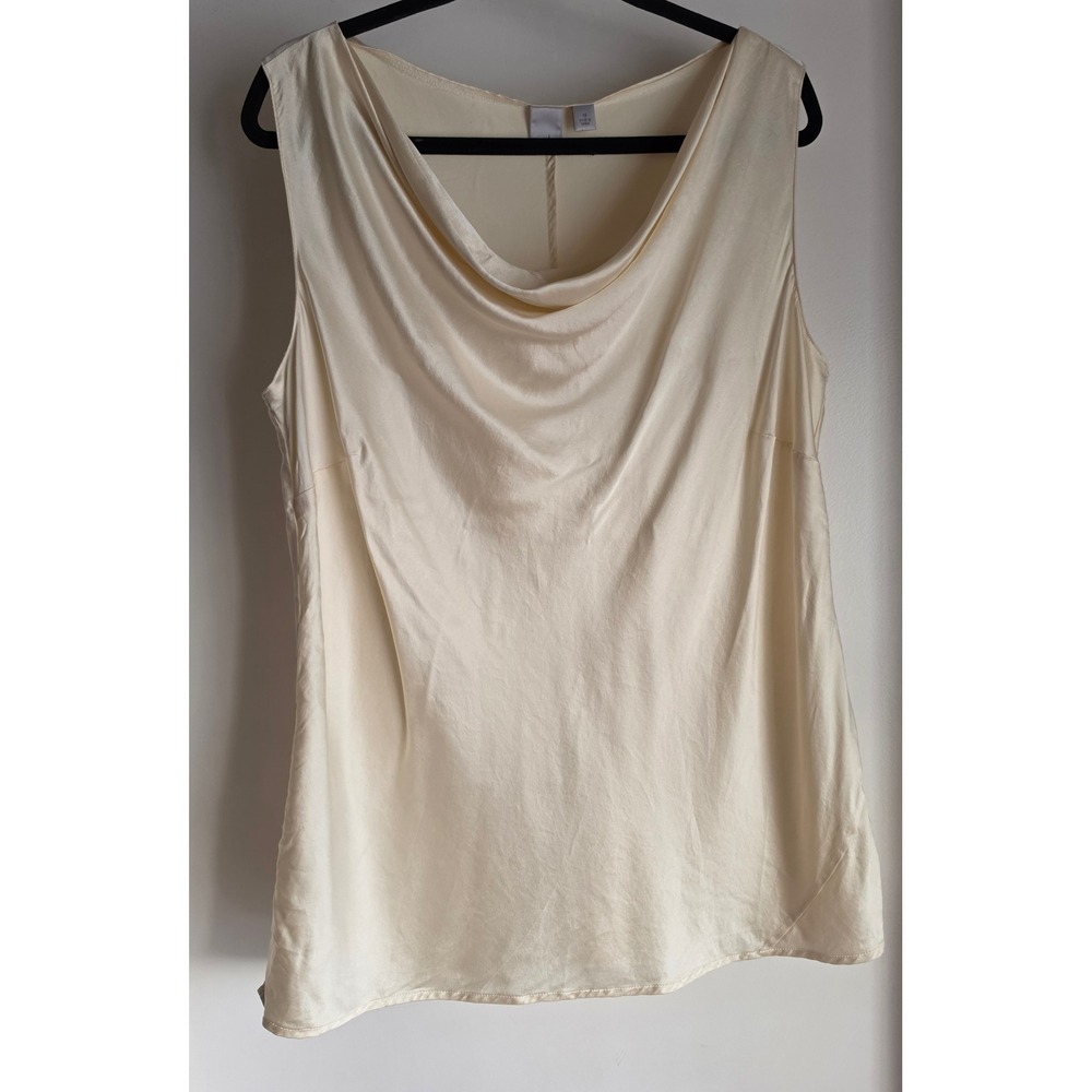 Caslon Silk Tank Top 1X Cream Cowl Neck Sleeveless Solid Casual Blouse Cami